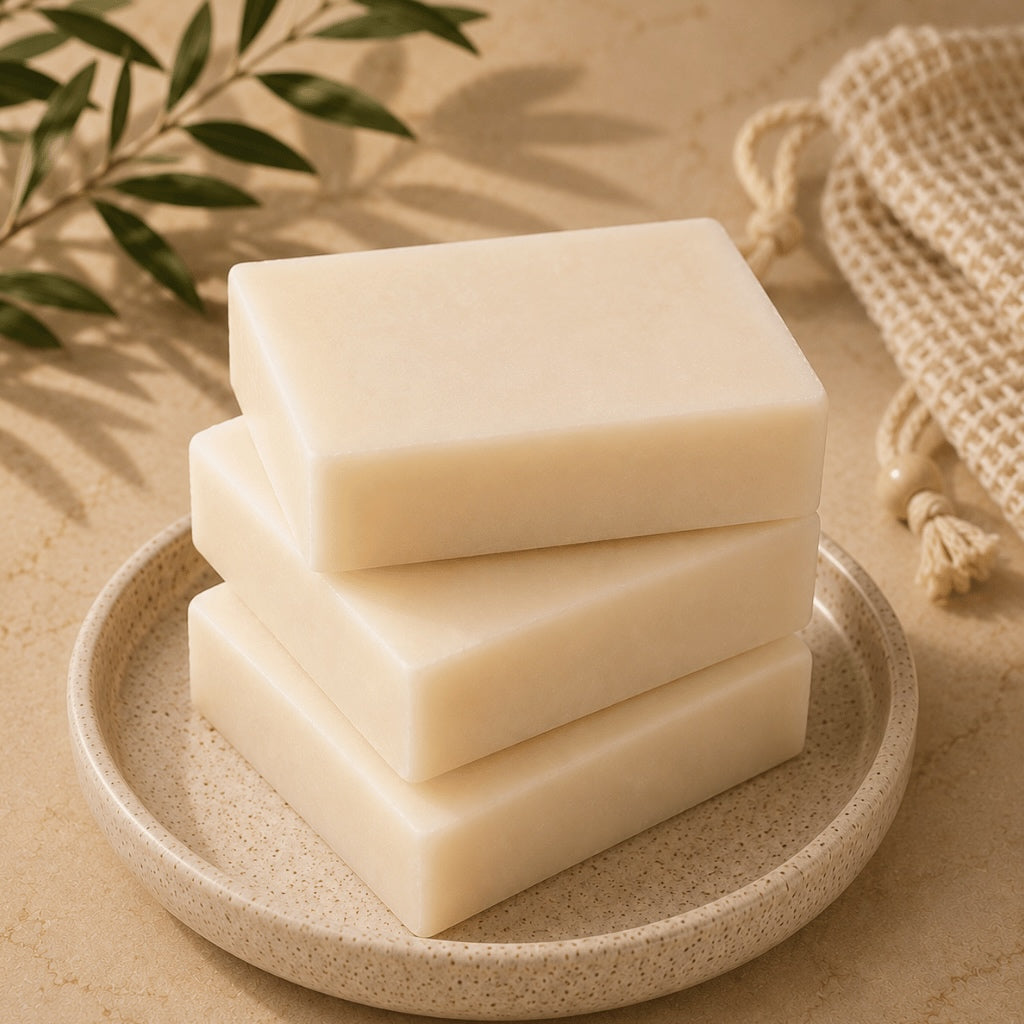 Close-up of a smooth, creamy goat milk soap splashing as it pours.