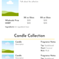 A digital template for a soy candle catalog page.