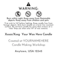 Warning label for a candle with text and symbols on a white background